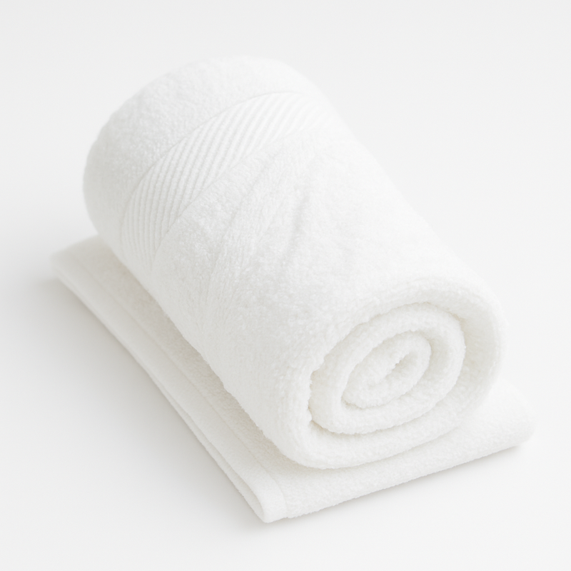2-Piece Premium Hand Towel – Pure White Ribbed Border