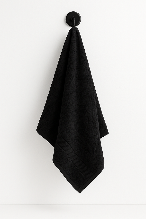 2-Piece Premium Hand Towel – Black Textured Chevron