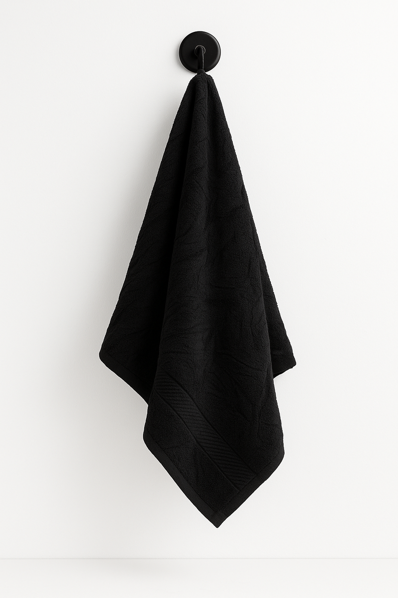 2-Piece Premium Hand Towel – Black Textured Chevron