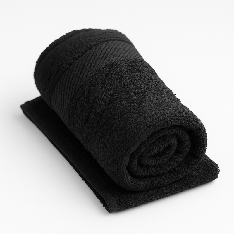 2-Piece Premium Hand Towel – Black Textured Chevron