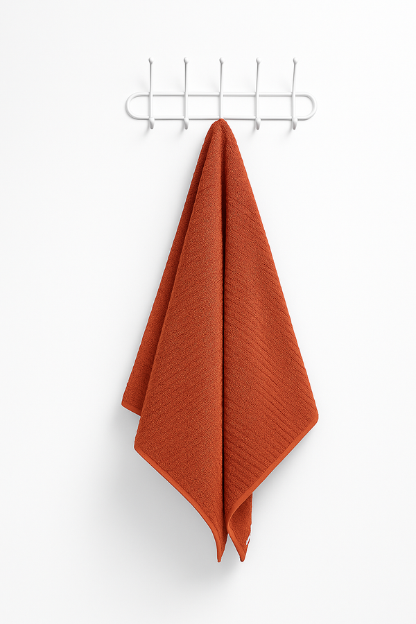 Premium Bath Towel – Rust Wavy Texture