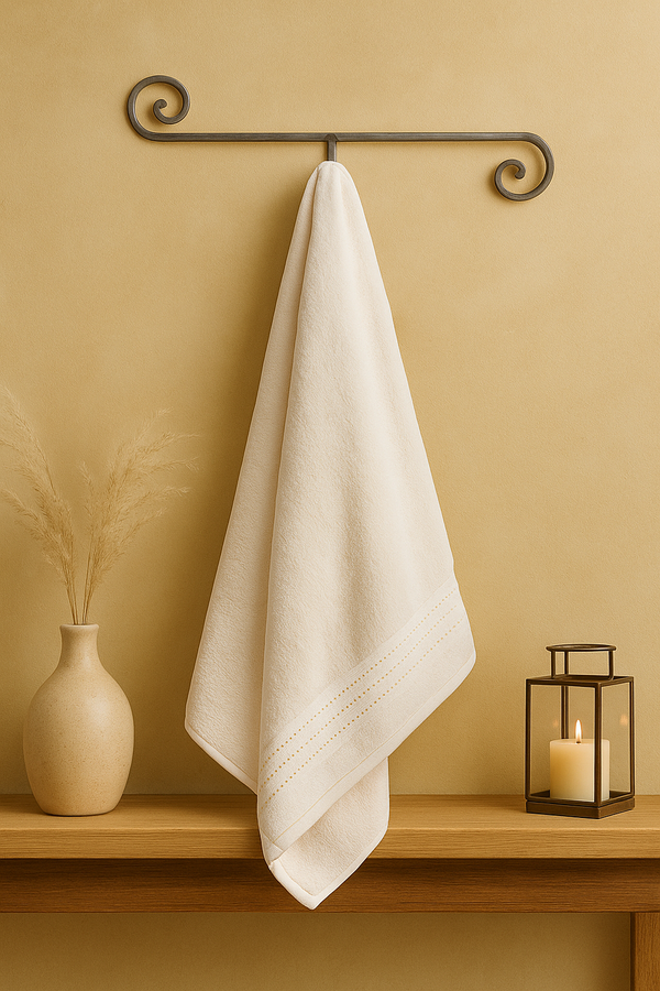 2-Piece Premium Hand Towel Off-White Stitched Lines