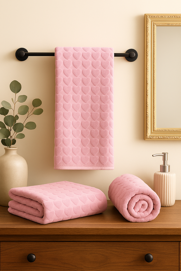 Premium Bath Towel – Dusty Rose Heart