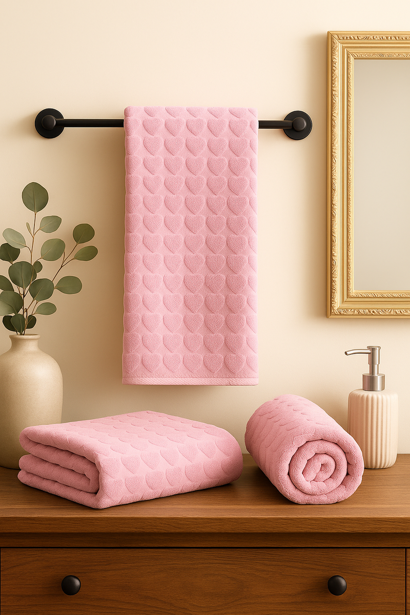 Premium Bath Towel – Dusty Rose Heart