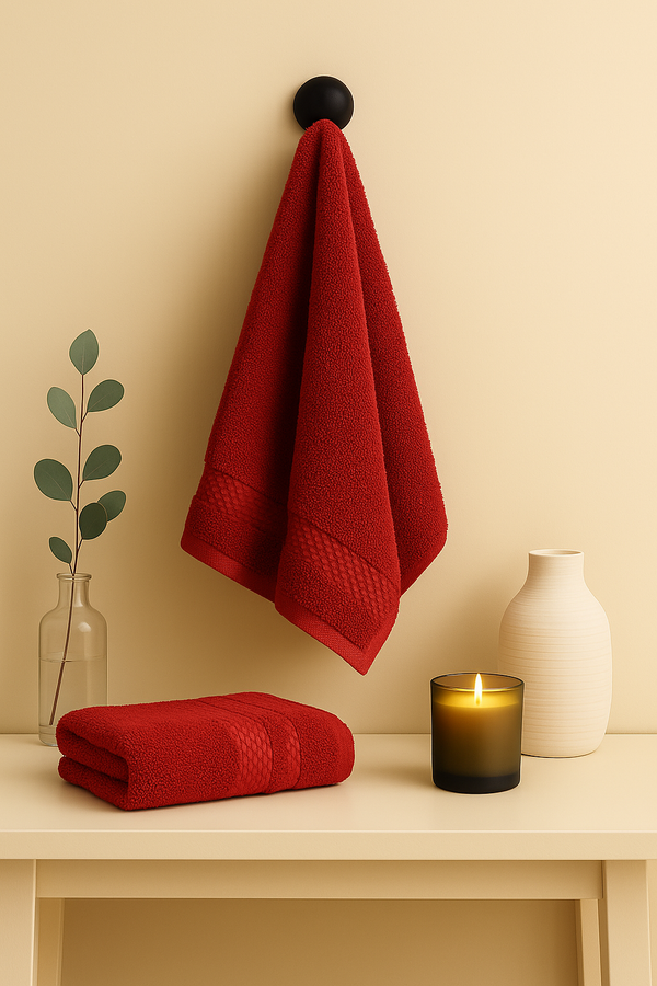 2-Piece Premium Hand Towel – Vibrant Red