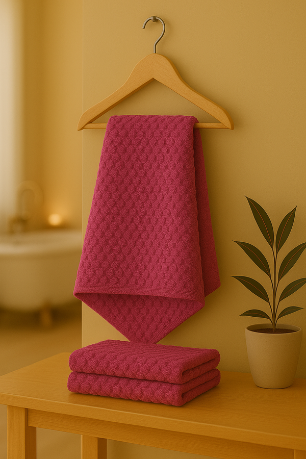 Premium Bath Towel – Magenta Circular Pattern