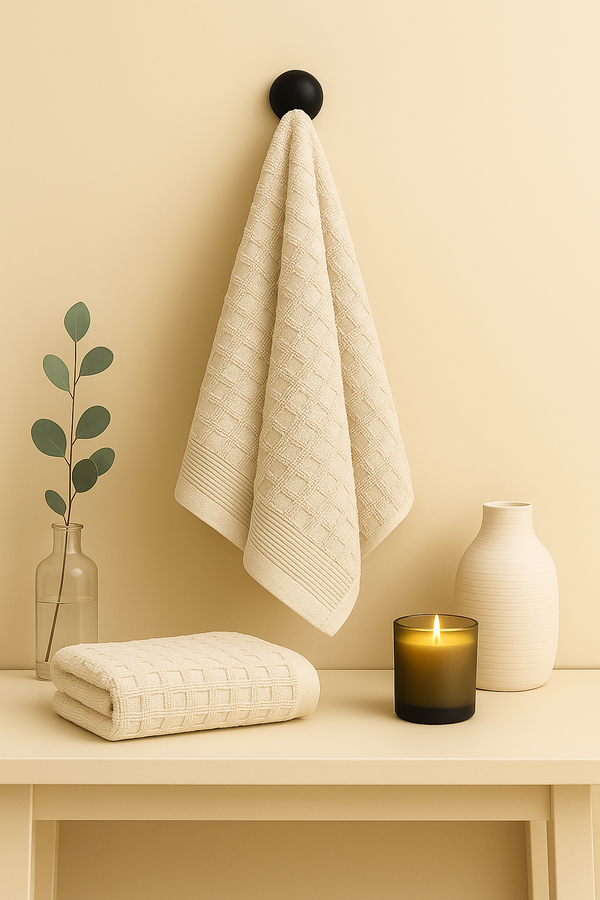 2-Piece Premium Hand Towel – Cream White Waffle Weave