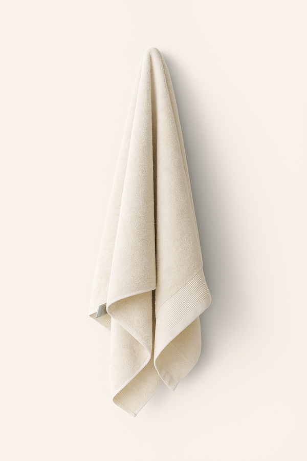 2-Piece Premium Hand Towel – Ivory White Ribbed Border