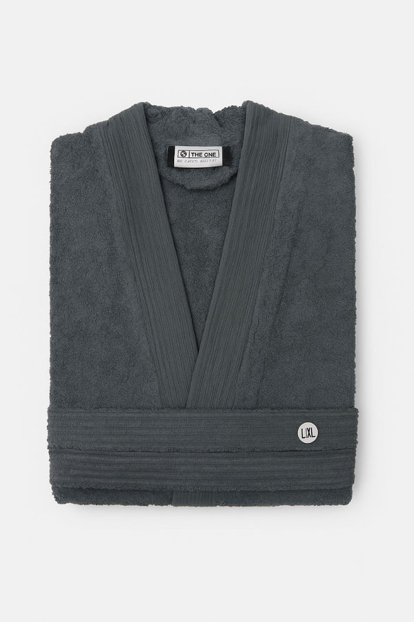 Luxury Cotton Bathrobe – Charcoal Grey
