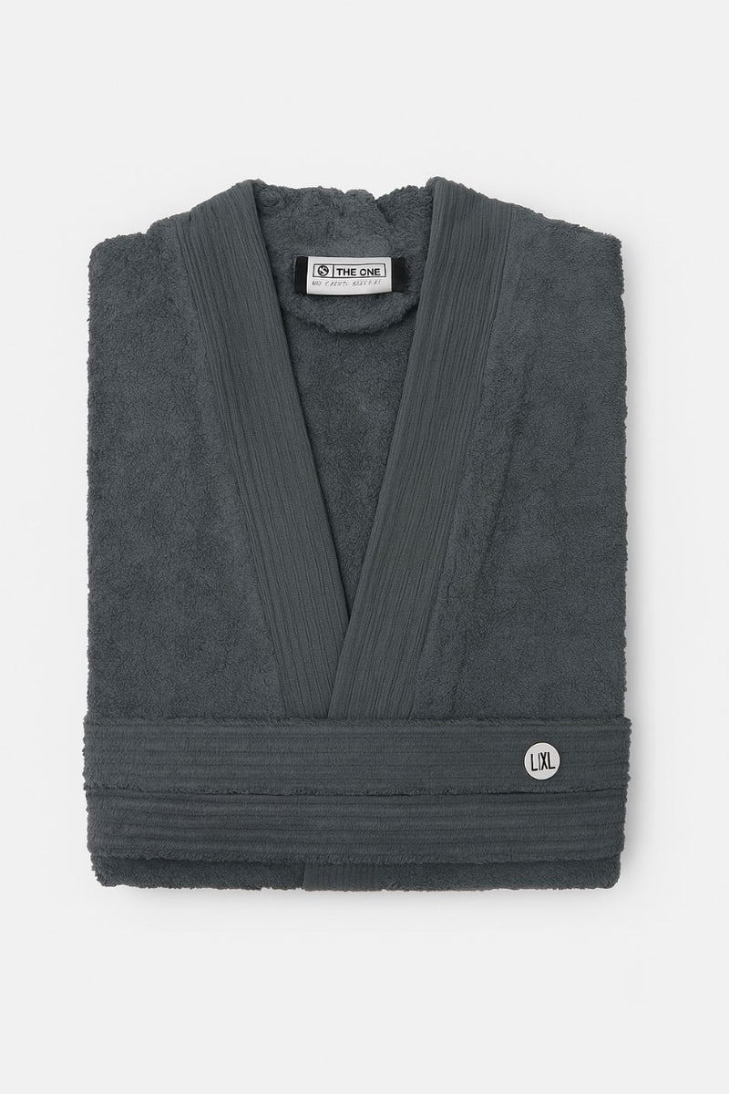 Luxury Cotton Bathrobe – Charcoal Grey