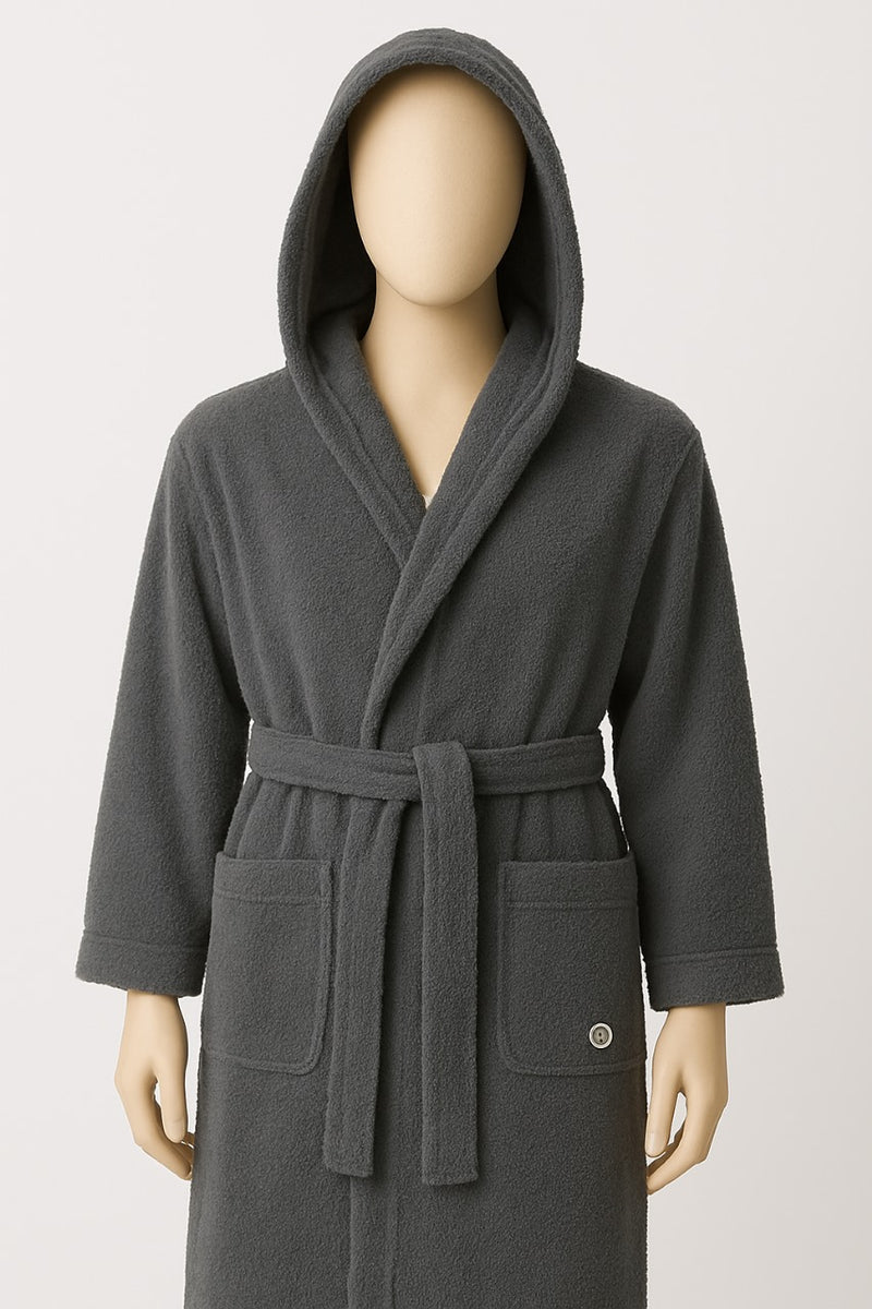 Luxury Cotton Bathrobe – Charcoal Grey