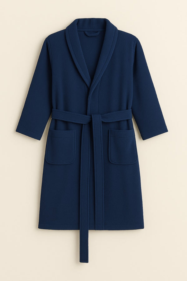 Luxury Cotton Bathrobe – Oxford Blue