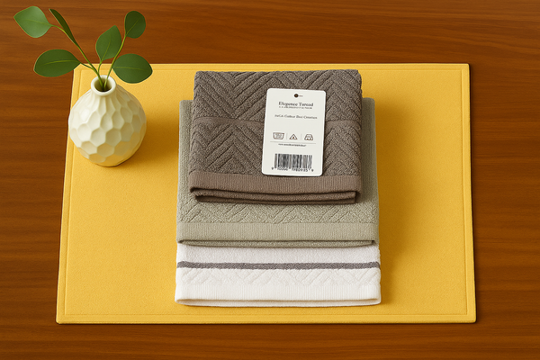 3-Piece Kitchen Towel Set – Taupe Brown, Stone Grey & Classic White