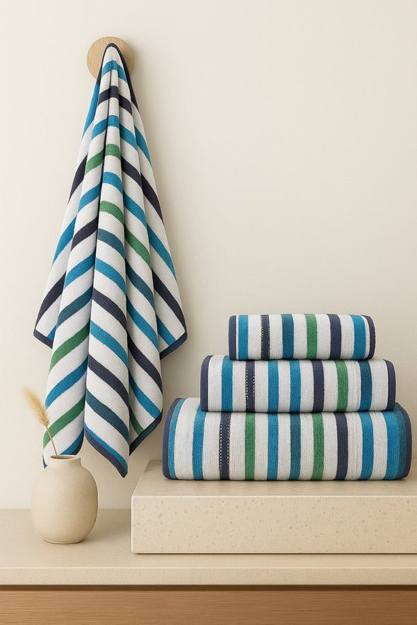 Plush Blue Multi 3-Piece Towel Set