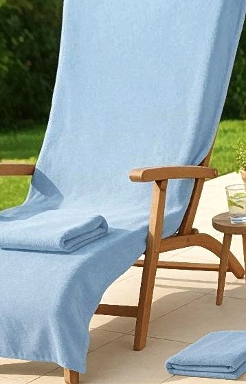 Terry Cotton Sun Lounger Chair Cover – Light Blue