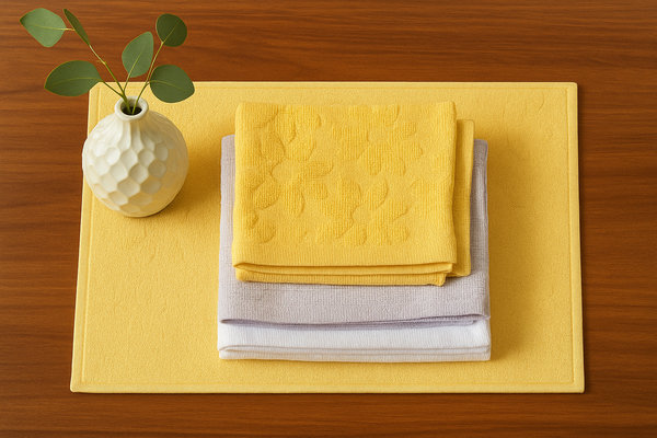 3-Piece Kitchen Towel Set – Sunny Yellow, Soft Grey & Classic White