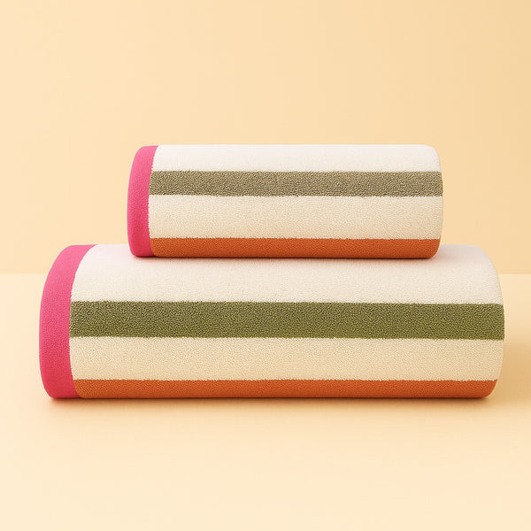 Plush Multi-Pink Striped 2-Piece Towel Set