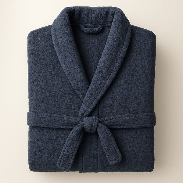 Luxury Cotton Bathrobe – Navy Blue
