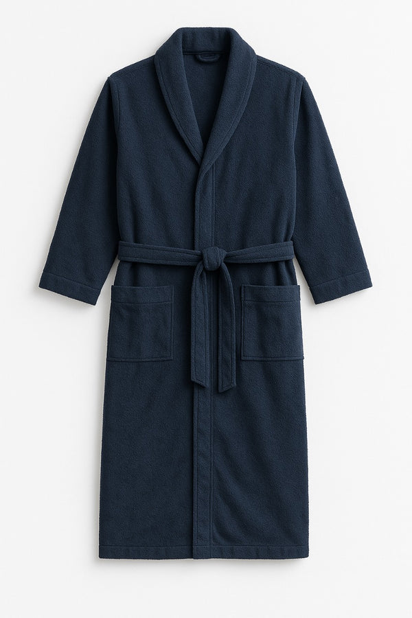 Luxury Cotton Bathrobe – Navy Blue