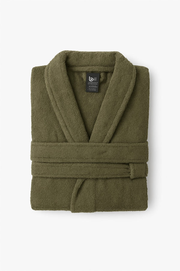 Luxury Cotton Bathrobe – Olive Green