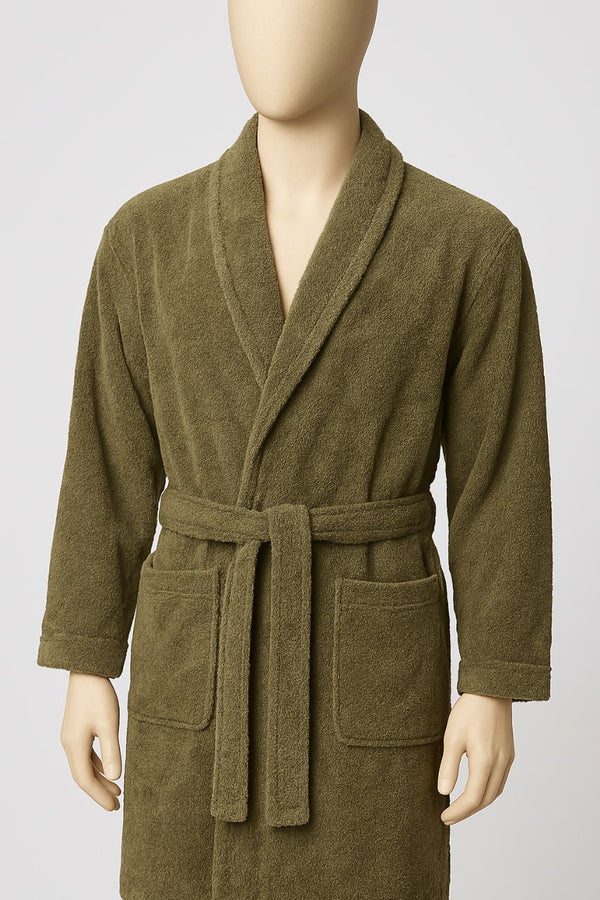 Luxury Cotton Bathrobe – Olive Green